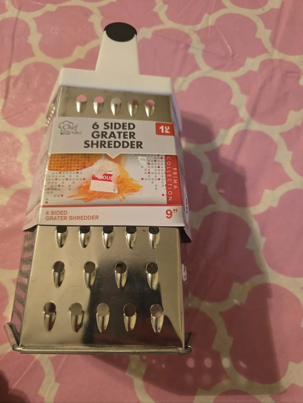White and Stainless Steel 6-Sided Grater Shredder